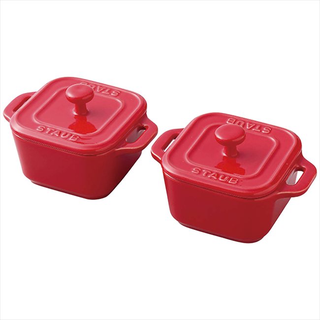 ストウブ 母の日遅れてごめんね スクエアココットペア チェリー 40511-098-0(チェリー) ※お届け日5/15～17※日付指定不可 送料無料 母の日 父の日 ギフト お取り寄せ スイーツ