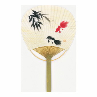 乐天商城 - 唐月 竹平柄うちわ C/麻地 金魚 3058 景品 記念品 粗品 ノベルティ 名入れ 御挨拶 ご挨拶