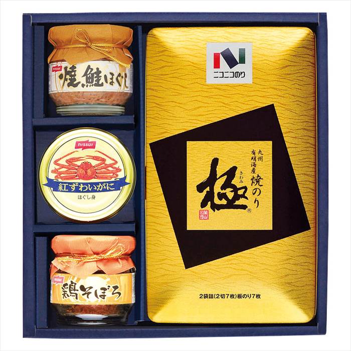 ニコニコのり 焼のり・カニ缶・瓶詰詰合せ 内祝 内祝い お祝 御祝 記念品 出産内祝い プレゼント 快気祝い 粗供養 引出物