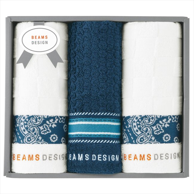 樂天商城 - BEAMS DESIGN チェッカーバンダナタオルセット(ネイビーブルー) 51-3139300NB 内祝 内祝い お祝 御祝 記念品 出産内祝い プレゼント 快気祝い 粗供養 引出物