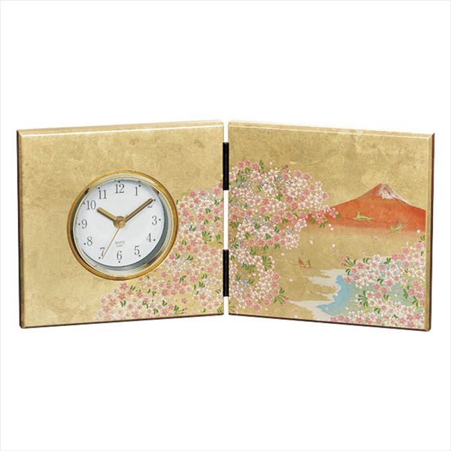 加賀箔 屏風時計 華富士 16838 景品 記念品 粗品 ノベルティ 名入れ 御挨拶 ご挨拶