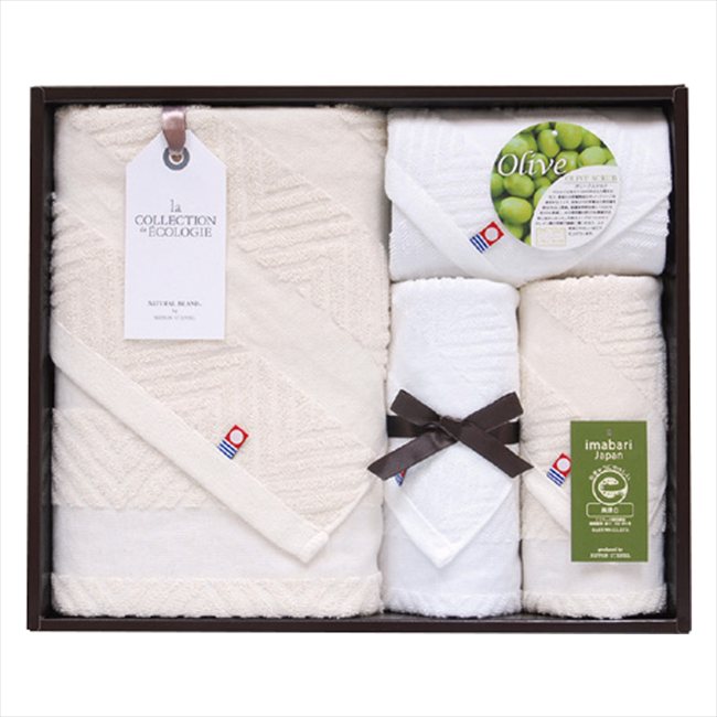 今治オリーブスクラブ2 エコマーク認定タオルセット TNI5003016 景品 記念品 粗品 ノベルティ 名入れ 御挨拶 ご挨拶