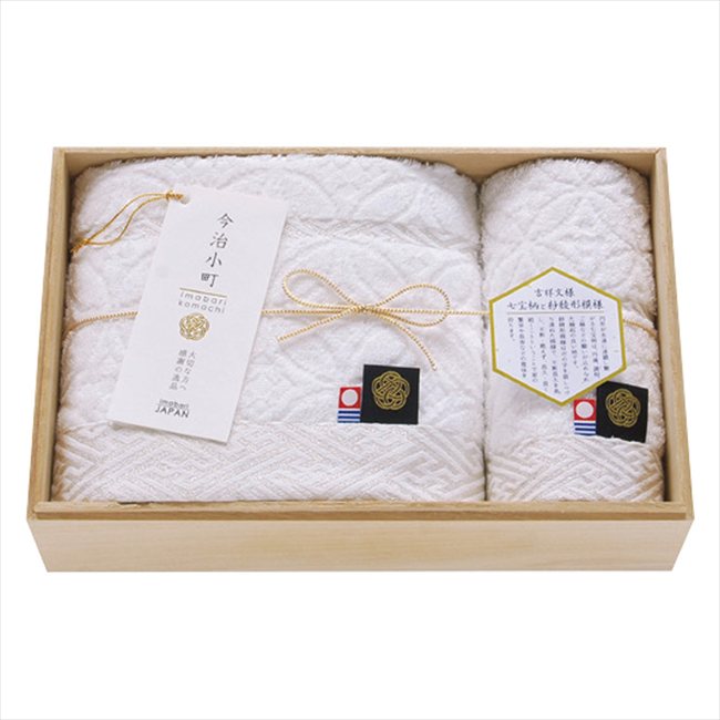 今治小町 白無垢2 木箱入 タオルセット TIK5004203 景品 記念品 粗品 ノベルティ 名入れ 御挨拶 ご挨拶