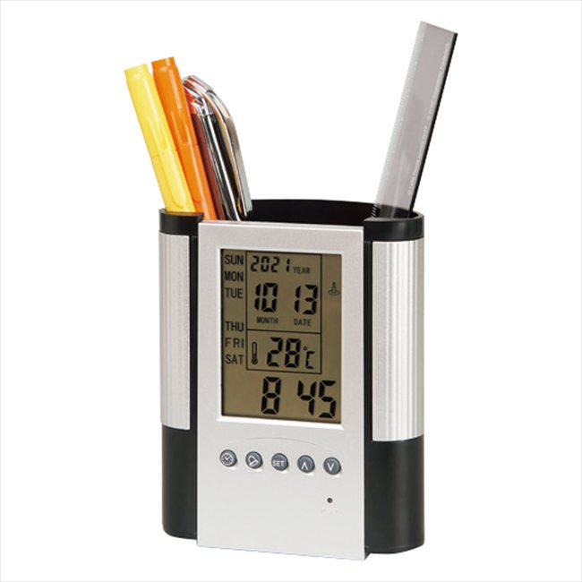 多機能クロックペン立て付 SC-1714 景品 記念品 粗品 ノベルティ 名入れ 御挨拶 ご挨拶