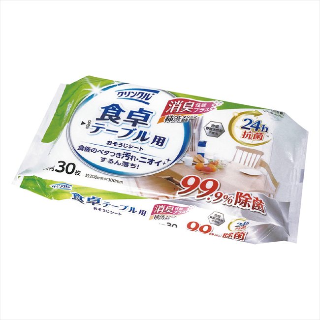 クリンクル 24h抗菌ノンアルコール 食卓テーブル用おそうじシート30枚 LK-774 景品 記念品 粗品 ノベルティ 名入れ 御挨拶 ご挨拶