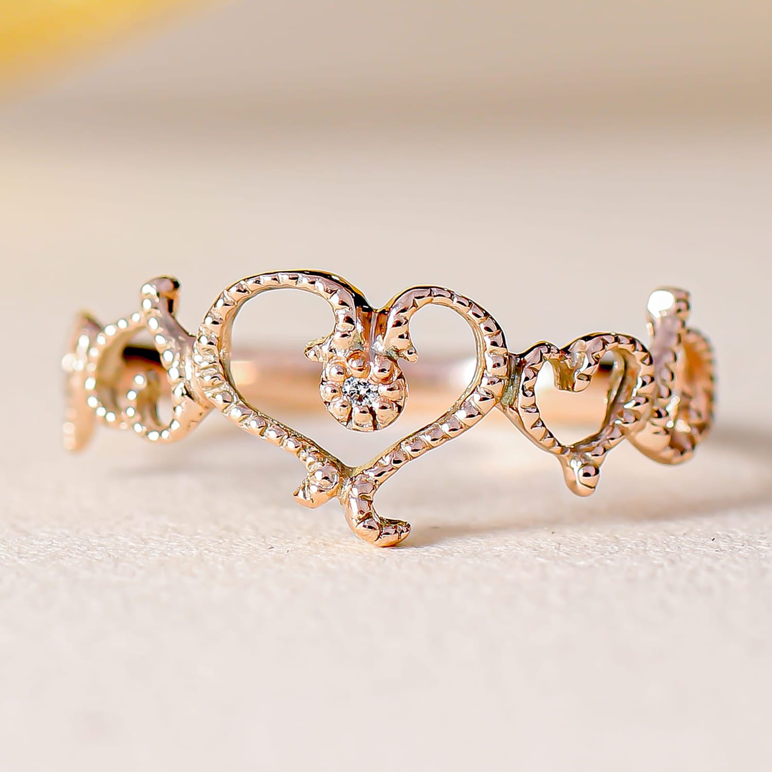 ホワイトゴールド リング K10 ハート イエローゴールド ホワイトゴールド ピンクゴールド ファッションリング 天然ダイヤ ダイヤモンド リング 品質保証書 ...