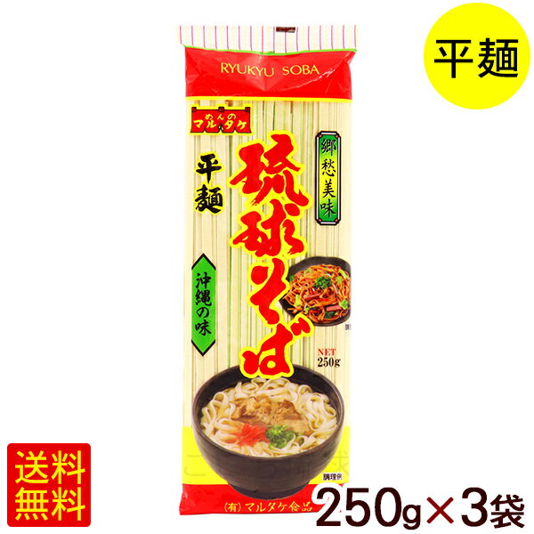 琉球そば 250g×3袋　/マルタケ 平麺 乾麺 沖縄そば ポイント消化【M便】のサムネイル