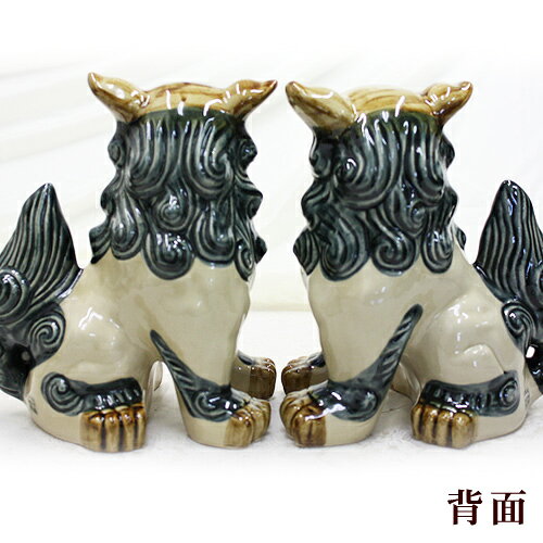 シーサー 琉球焼き 立ち横向き（大）　/朝日陶器 やちむん つやつや 沖縄お土産 シーサー 玄関 置物 屋外 魔除け ペア 守り神シーサー【FS】 3