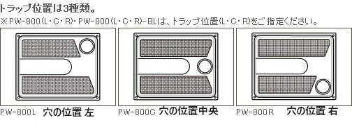 【あす楽】【800mm×640mm】洗濯機 防水パン　PW-800 サヌキ SPG 樹脂タイプ PW-800L（左穴）　PW-800C（中央穴）　PW-800R（右穴）(トラップ排水穴の位置は図面参照） 洗濯機防水パン 洗濯パン、洗濯機パン、防水パン 排水トラップ　縦排水・横排水・なしが選べます 2