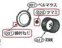 東芝シロッコファン部品 (シロッコファン固定用のツマミ+締付ネジセット) キッチン レンジフード用 部品 適合本体品番 HLS-75SV、HLS-60SV、HL...