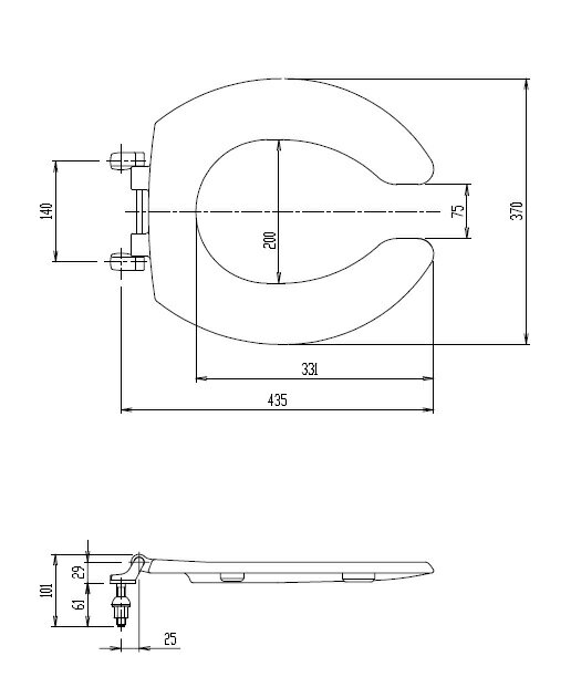 CF-6CE リクシル 普通便座 (フタなし) 前割 標準サイズ用【純正品】