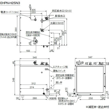 【あす楽】【EHPM-H25N3】セット品番　小型電気温水器　25L（本体EHPN-H25N3+排水器具EFH-4MK）　住宅向け　25L　ゆプラス　洗髪用・ミニキッチン用　スタンダードタイプ　　INAX・LIXIL【RCP】