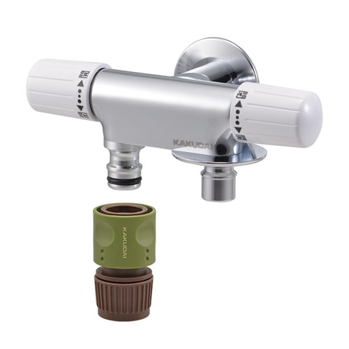 カクダイ【704-123-13】洗濯機用双口水栓 単水栓 洗濯機水栓