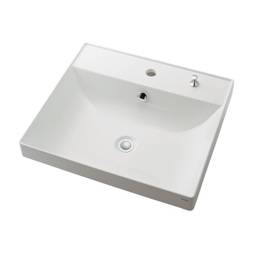 【493-182H】 カクダイ 角型洗面器//1ホール・ワイヤー操作