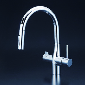 KVK  ビルトイン浄水器用シングルシャワー付混合栓（センサー）撥水