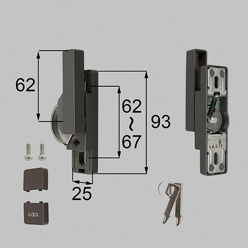 トステム netbl00137 キー付クレセント中（左用）[防火・非防火兼用] 窓（サッシ）部品(鍵・錠)[BZCU278LTBF×1 BZCU280×1 BZCU296×1 BI438×2] LIXIL リクシル 純正品