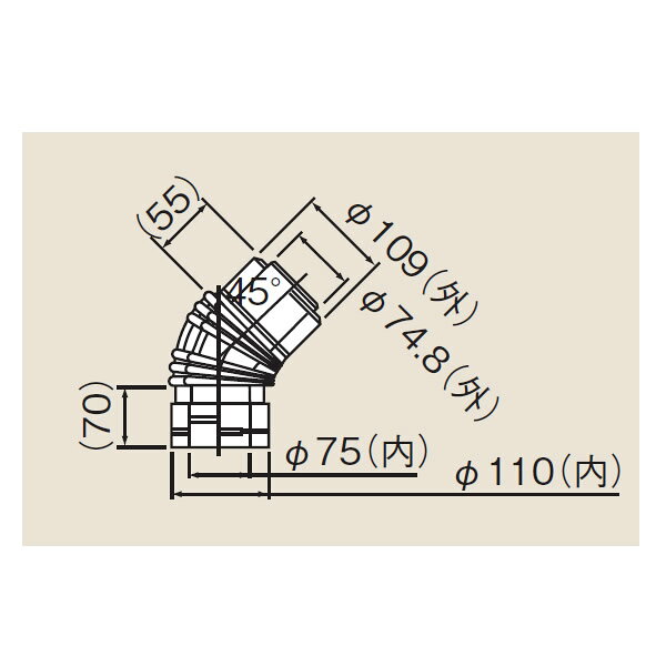 ・・・・・・・・・・・・・・・・・・・・・・・・・・・・・給湯器の取り付け工事には資格が必要です。無資格者の取り付けは重大な事故につながる場合がございます。必ず、専門の業者様に工事をご依頼をお願いいたします。・・・・・・・・・・・・・・・・・・・・・・・・・・・・・リンナイ φ110×φ75給排気部材 FF 2重管用 FFWL-45 45°エルボ (21-5371) FFWL45 給湯器【純正品】r>ご不在時の商品配達のご連絡のため、電話番号はなるべく携帯電話の番号を入力してください。