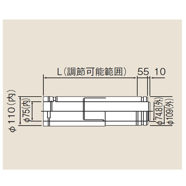 ・・・・・・・・・・・・・・・・・・・・・・・・・・・・・給湯器の取り付け工事には資格が必要です。無資格者の取り付けは重大な事故につながる場合がございます。必ず、専門の業者様に工事をご依頼をお願いいたします。・・・・・・・・・・・・・・・・・・・・・・・・・・・・・リンナイ φ110×φ75給排気部材 FF 2重管用 FFWS-500 スライド管 (21-9378) FFWS500 給湯器【純正品】■商品説明■（L=400〜600mm）ご不在時の商品配達のご連絡のため、電話番号はなるべく携帯電話の番号を入力してください。