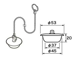 【ゆうパケット】 パナソニック Panasonic ゴム栓 Φ53×Φ37 高さ20 チェーン長さ620 【RLXGVDT405】　バスルーム　パーツショップ【純正品】