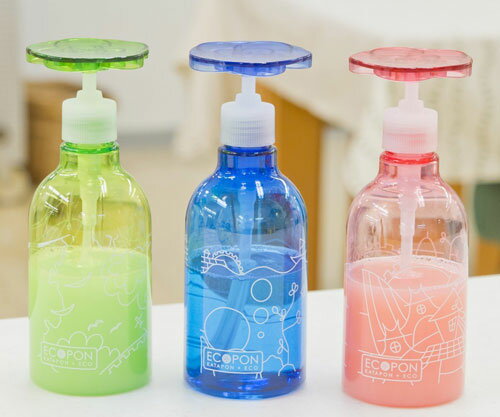 液体ディスペンサー エコポン えこぽん エコポン 300ml用★カタポン姉妹品 かたポン★ 洗剤 片手 ディスペンサー 家事楽 ひと手間減らすのサムネイル