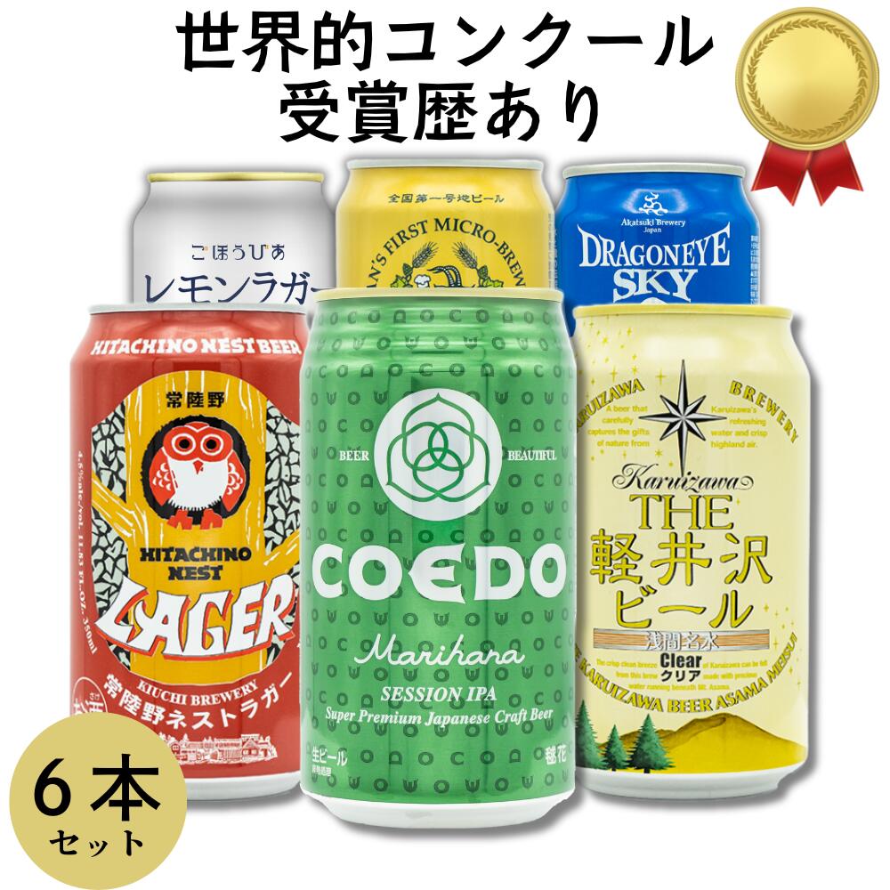 【 熨斗対応可 】＜日本のクラフトビール＞6種飲み比べセット 世界的なコンクール受賞歴なども持つブルワリーを含め6つの産地（岩手県、新潟県、茨城県、北海道、長野県、埼玉県）の個性豊かなビール ギフト クリスマス お歳暮 (株)升喜
