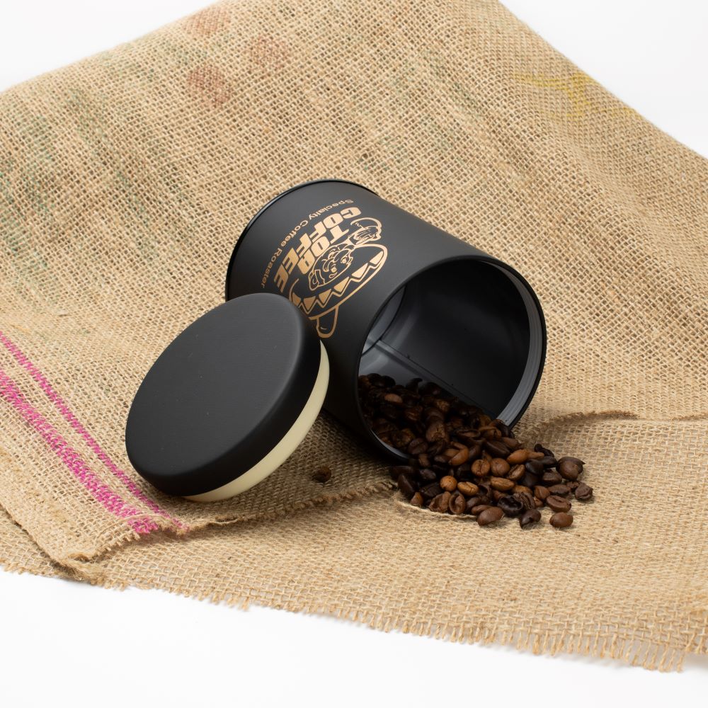 コーヒーキャニスター 防湿リング缶 トーアコーヒー缶 マットブラック 95Φ×139mmH 1個入り200～250g