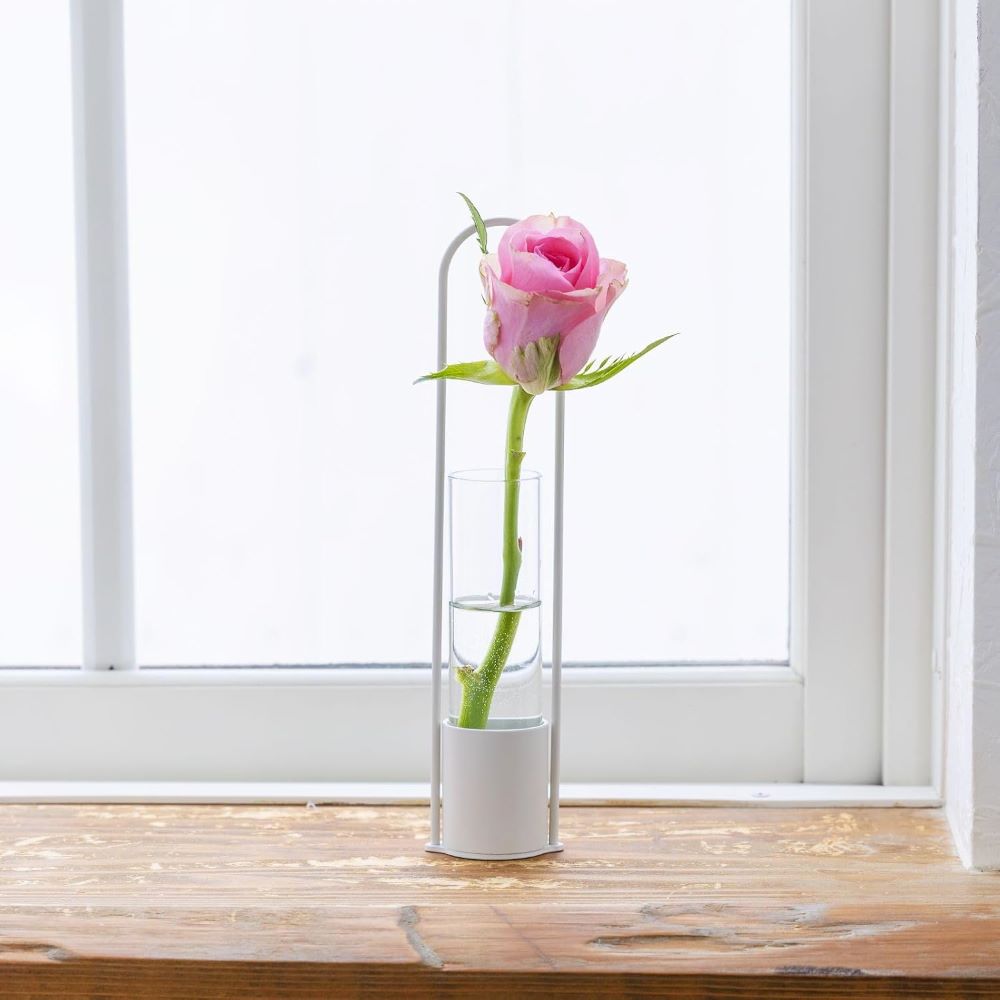 TETSUNAGI Flower vaseホワイト フラワーベース 一輪挿し スチール ガラス 花瓶 日本製 インテリア 植..