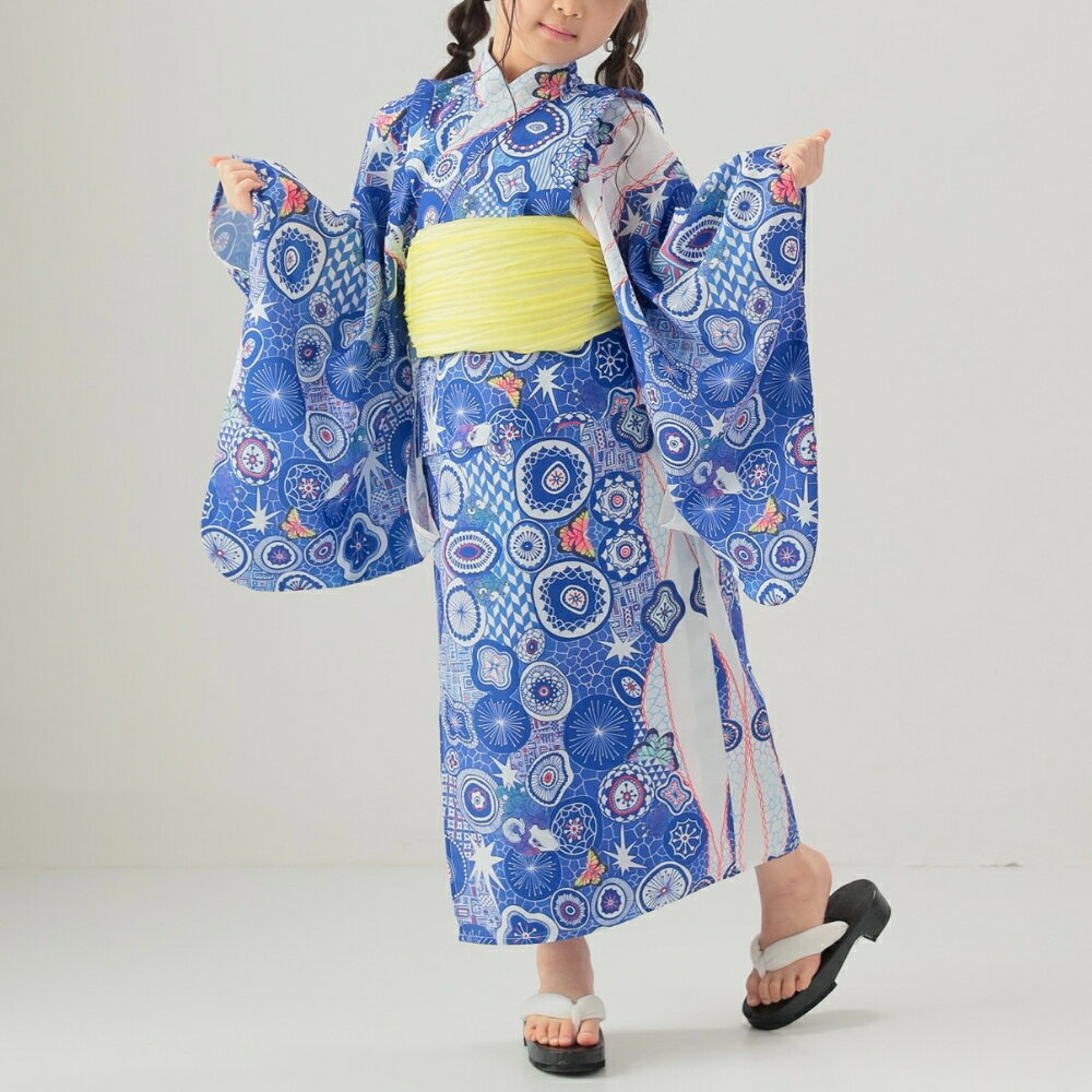九谷焼作家が描く文様 キッズ浴衣・帯セット【KUTANI×KIMONO クタニキモノ】夢見紋...
