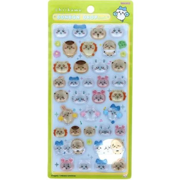 【正規品】ボンボンドロップシール　ちいかわ　みんな　ニコニコ　ぷっくりつやつやの立体感が可愛いシール　W95×H170×D5ミリ