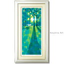 藤谷壮仁郎 Soujirou Art 「走る (78x43cm)」 ジクレー 版画 タテ長の絵 額付き 白い 馬 和風 壁掛け インテリア 版画 風水 森 緑 ...
