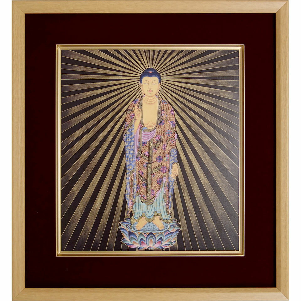 貴石画 阿弥陀如来 40×48cm額入り 絵画