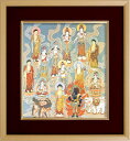 仏画 エンジ 色紙額 「十三仏」 複製画 額付き（額外寸32.5x35.5cm） 新品 仏画 仏教美術 仏間に。仏事の飾りに。宗派問わず