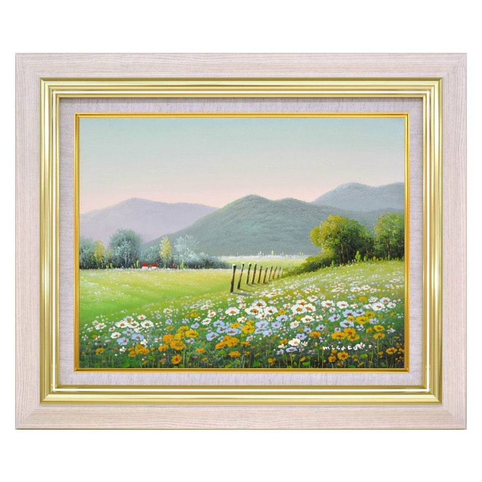 樂天商城 - 油彩画 F6号 沢井美里 「朝の花畑」 油絵 額付き 真筆 手描き 肉筆画 風景画 原画 花風景 開運 風水 癒し ヒーリング おしゃれ リビング用【2026】R1041