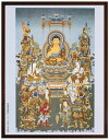 仏画 ポスター額 「釈迦と十六善神」 複製画 額付き（額外寸41x52.5cm） 新品 仏画 仏教美術 仏間に。仏事の飾りに。