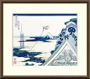 葛飾北斎 富嶽三十六景 「東都浅草本願寺」 F8号(額外寸61x49.5cm) 高精彩工芸画+手彩入り 額付き 複製画 浮世絵 江戸 風景画 錦絵 名所絵 透明アクリル板入り