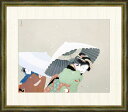 上村松園 「牡丹雪」 F8号（額外寸64x56cm） 高精彩工芸画＋手彩入り 額付き 複製画