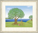 鈴木みこと 「オリーブの木」 F8号（額外寸64x56cm） 高精彩工芸画＋手彩入り 額付き 複製画 風景画 ファンタジー おしゃれ かわいい