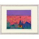 【熨斗ラッピング無料】吉岡浩太郎 『夜景』 シルクスクリーン 額入り 新品 作者直筆サイン入り 風景画 神戸港 異人館 紫色の空 ヨコ 名所 【YK33-22y...