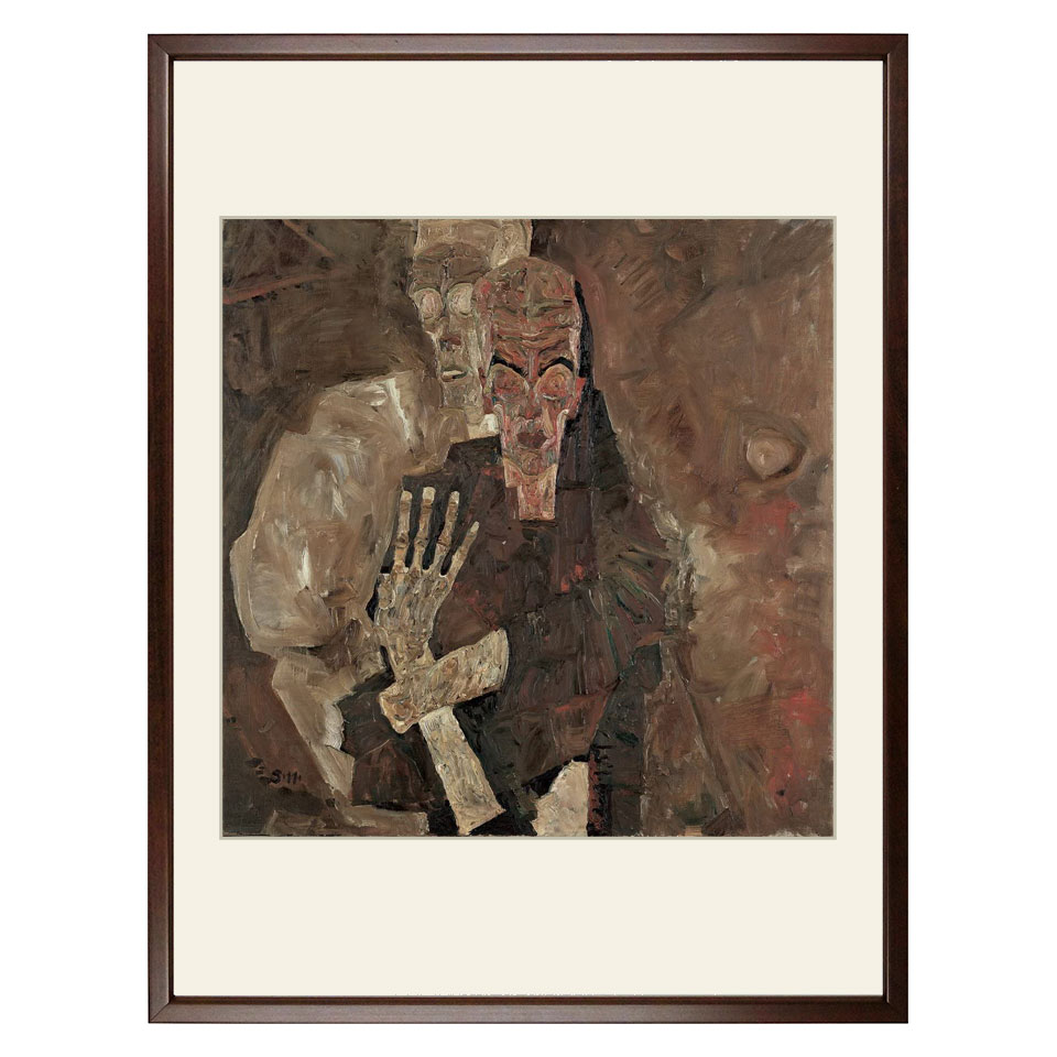 エゴン・シーレ 「自分を見つめる人II（死と男）」 複製画　アート紙にジクレー　額付き　ウィーン分離派　オーストリアの画家　レオポルト美術館（ウィーン）所蔵のサムネイル