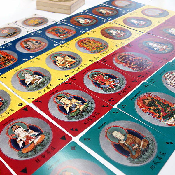 仏教曼荼羅タロット「観仏符（かんぶつふ）」37枚の札で金剛界曼荼羅を形成 カード一揃え 桐箱入り 開運 占い 仏画 仏教美術 マンダラ TOKANA ムー 天竺堂