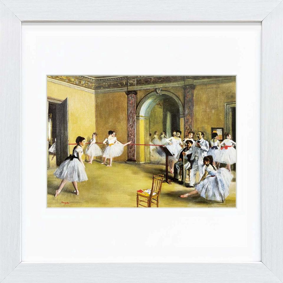 ドガ 「ル・ペルティエ街のオペラ座の稽古場」額外寸28x28cm 美術工芸画 ジクレー版画 額入り 複製画 印象派 写実主義 バレリーナ 人物画 オルセー美術館（フランス）所蔵のサムネイル