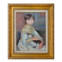 絵画　F6号　ルノワール　｢ジュリー・マネの肖像、あるいは猫を抱く子ども｣　複製画　世界の名画　額入り　人物画　少女とねこ　印象派　オルセー美術館（仏）所蔵　新額