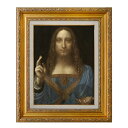 絵画　F6号　レオナルド・ダ・ヴィンチ　｢サルバトール・ムンディ｣　複製画　世界の名画　額入り　肖像画　救世主　男性　アブダビ文化観光局（UAE）所蔵　ダビンチ　新額