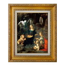 絵画　F6号　レオナルド・ダ・ヴィンチ　｢岩窟の聖母｣　複製画　世界の名画　額入り　イタリア・ルネサンス期　宗教画　ルーブル美術館（仏）所蔵　ダビンチ　白額
