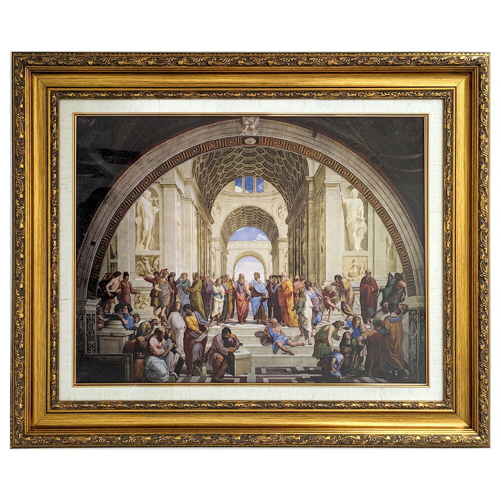 絵画　P10号　ラファエロ 「アテナイの学堂」 複製画　世界の名画　額入り　イタリア　盛期ルネサンス　フレスコ画　アテネの学堂　バチカン宮殿（バチカン市国）所蔵のサムネイル