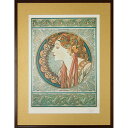 ミュシャ「ローレル(月桂樹)」ジクレー ミュシャ美術館/制作 ポスター 額入り 複製画 アールヌーヴォー Laurel 寓意画 装飾パネル インテリアアート【真...