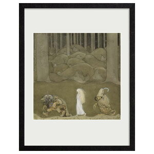 ☆ ヨン・バウエル 王女とトロール 複製画 アート紙にジクレー 額付き 1913年 挿絵 スウェーデン国立美術館(ストックホルム)所蔵
