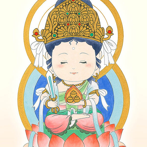 虚空蔵菩薩　丑(うし)年・寅(とら)年生まれの守り御本尊　白木由希／筆　ほっこり...