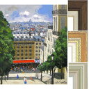 油彩画 斉藤要 「モンマルトル」 F6号 額入り 油絵 風景画 額装絵画 手描き 肉筆 現代の画家 フランス パリの街 おしゃれ 丘 階段 タテ長の絵