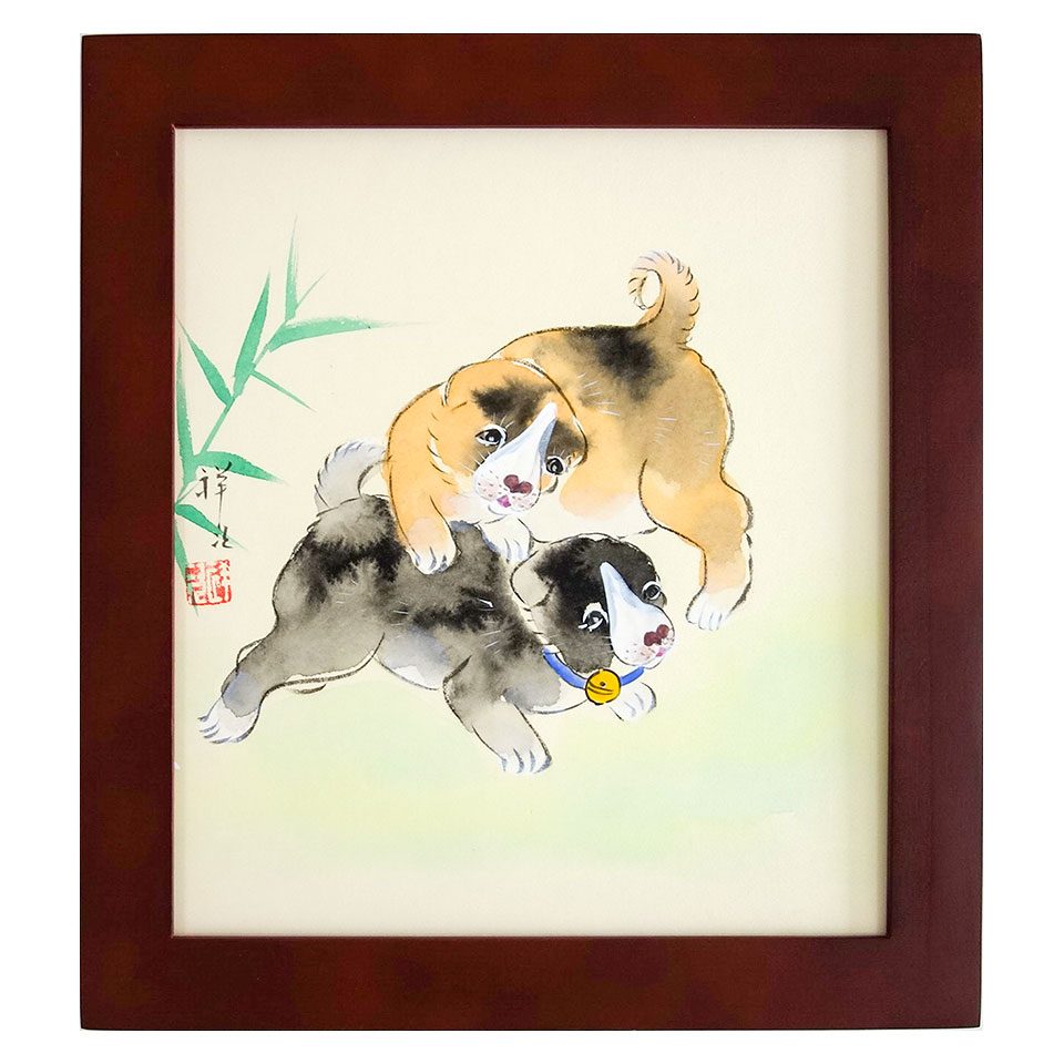 狛犬アート絵画縁起物犬の絵